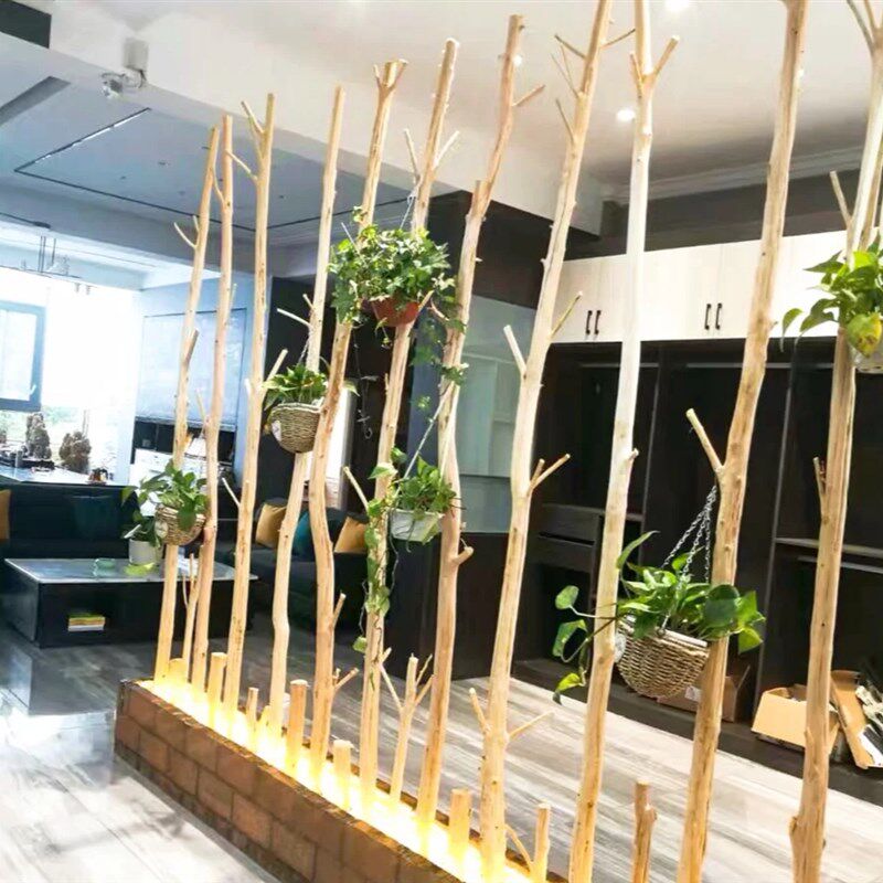干树枝装饰天然枯木隔断干客厅玄关隔断干枝吊灯壁挂干树杈白树枝