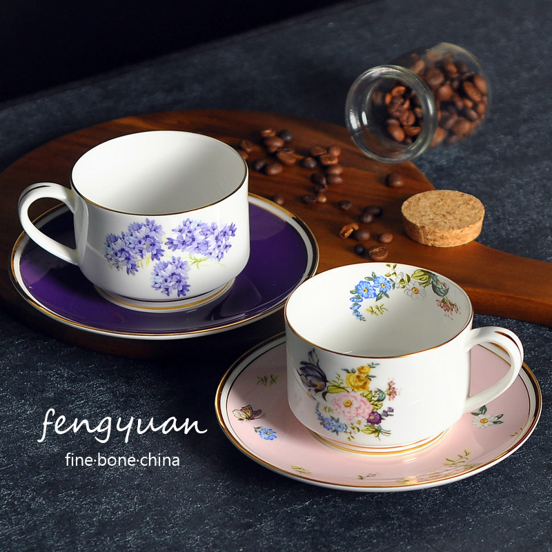 英国骨质瓷英式下午茶杯 红茶杯套装简约家用陶瓷咖啡杯子 礼盒装