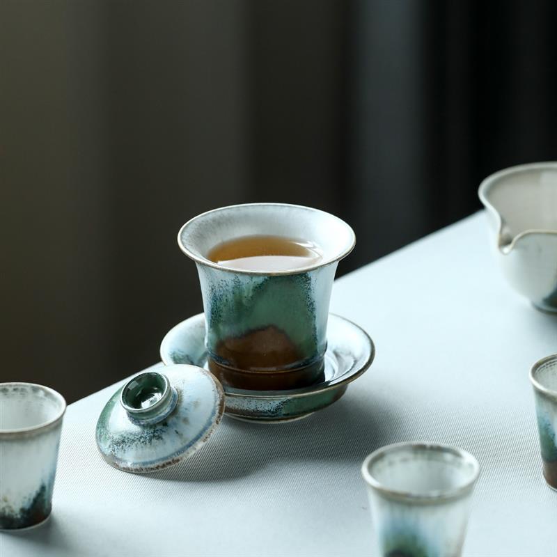可养松针盖碗景德镇陶瓷三才泡茶碗茶杯单个功夫茶具大号防烫家用