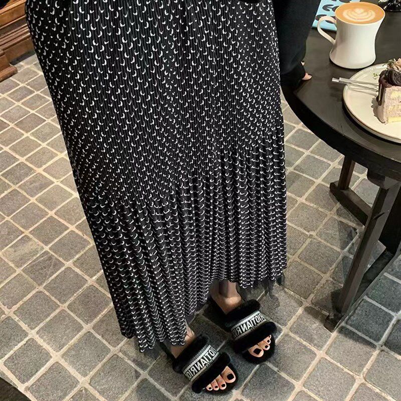 富尔大码定制女装微胖mm百褶碎花半身裙春高腰宽松显瘦A字中长裙