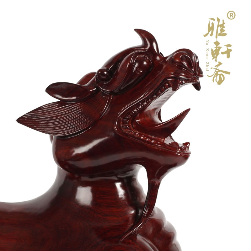 红木工艺品 东阳木雕刻貔貅摆件特大60cm 实木质动物家居摆设