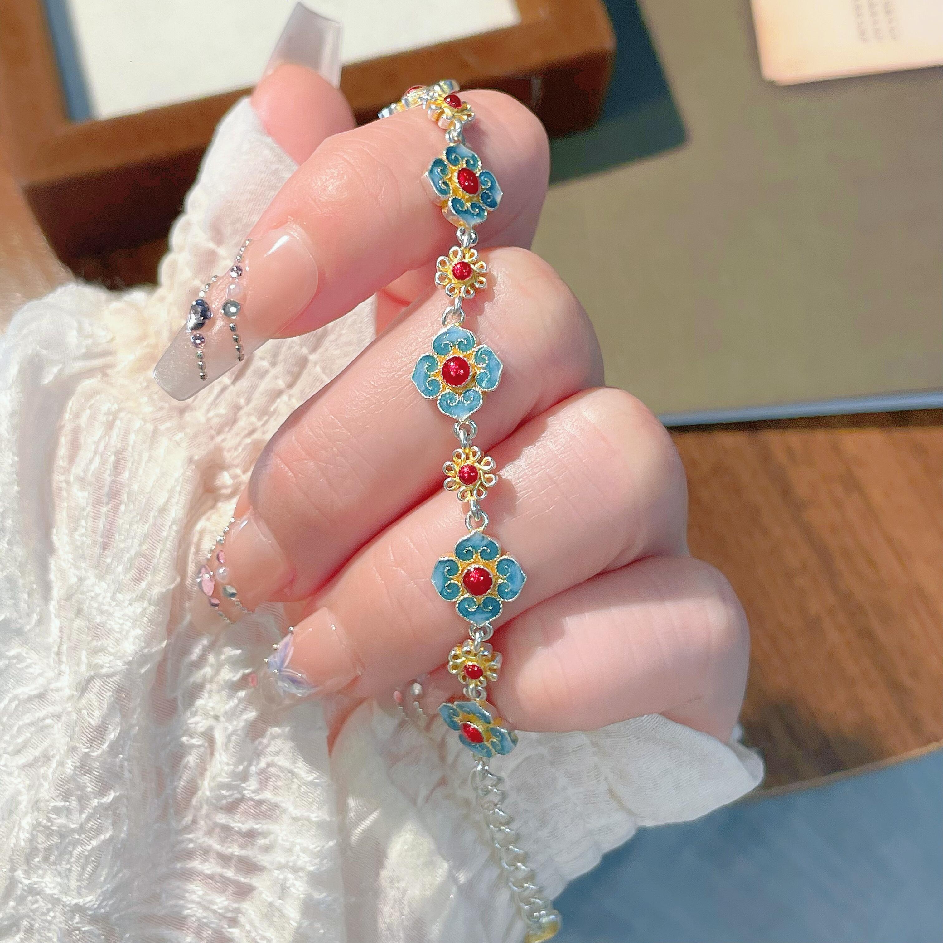 梵际描金珐琅如意花手链平安喜乐