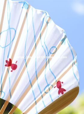 日式和风 d泡泡金鱼水草折扇 贝壳扇 葵形扇子 大刀扇 女士扇