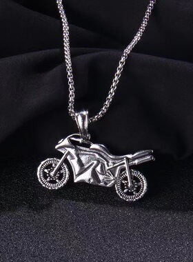 复古机车风哈雷钛钢情侣项链