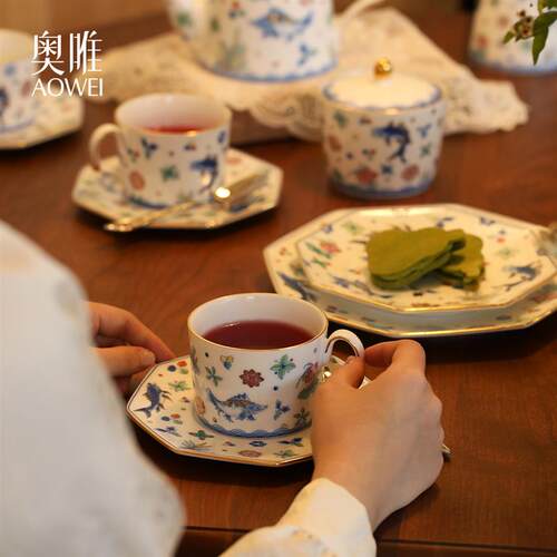 景德镇奥唯荷为贵陶瓷咖啡杯碟精致下午茶具餐具碗盘组合马克杯子