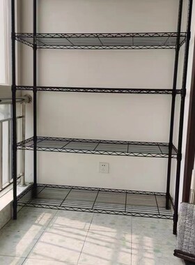 加粗黑色五层置物架厨房层架收纳架客厅阳台储物架整理货架杂物架