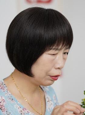 假发真发全真人发50岁妈妈短发波波头老年人光头黑色全头套女夏季
