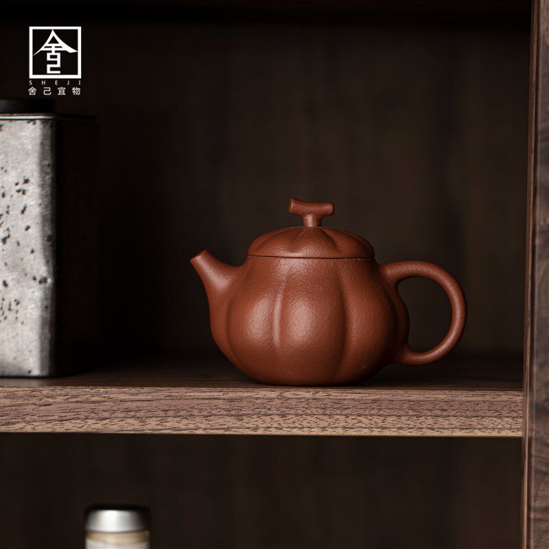 紫砂朱泥红茶壶泡茶杯小茶壶西施冲泡南瓜壶仿古石带盖功夫茶具