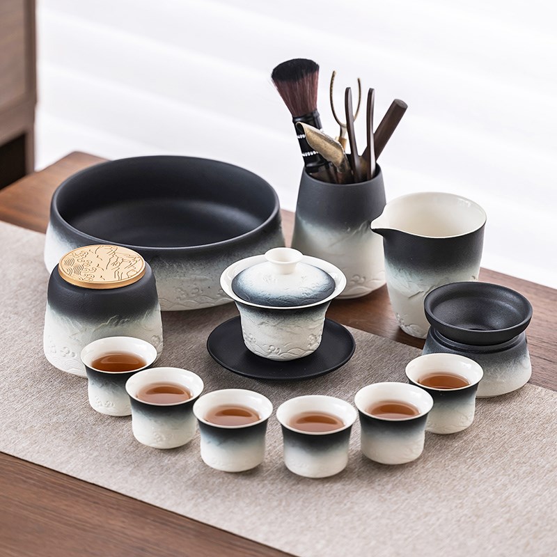 2026新款功夫茶具套组家用办公会客盖碗茶壶侧把壶茶杯六君子茶盘