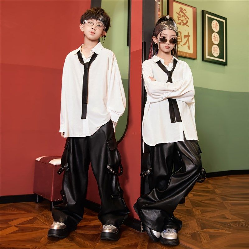 爵士舞服装女套装春秋季新款潮酷街舞儿童舞蹈服男童架子鼓演出服