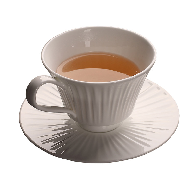 纯白欧式骨瓷蕾丝咖啡杯碟套装 英式下午茶杯陶瓷咖啡器具花茶杯