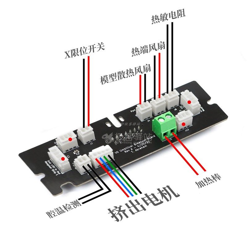 VORON 0/0.1/0.2 热端转接板 带线缆改装升级 腔温监测