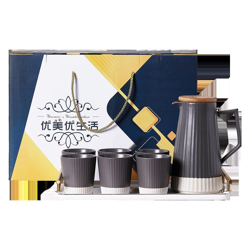 复古轻奢杯子水杯套装家用客厅中式茶具茶杯水壶水具喝水杯子套杯