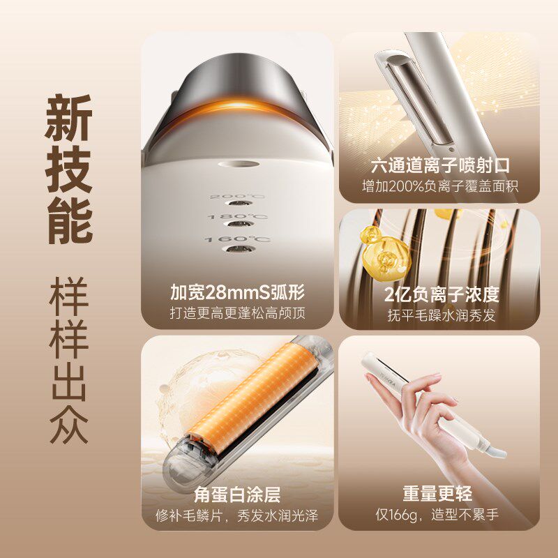 崔娅高颅顶弧形夹板卷发直发两用直发夹板卷发棒垫发根蓬松神器