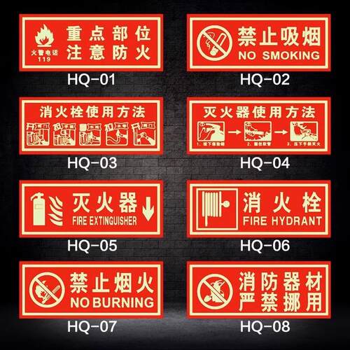 消防标志牌灭火器使用方法严禁烟火贴纸禁止吸烟安全标识牌警示牌