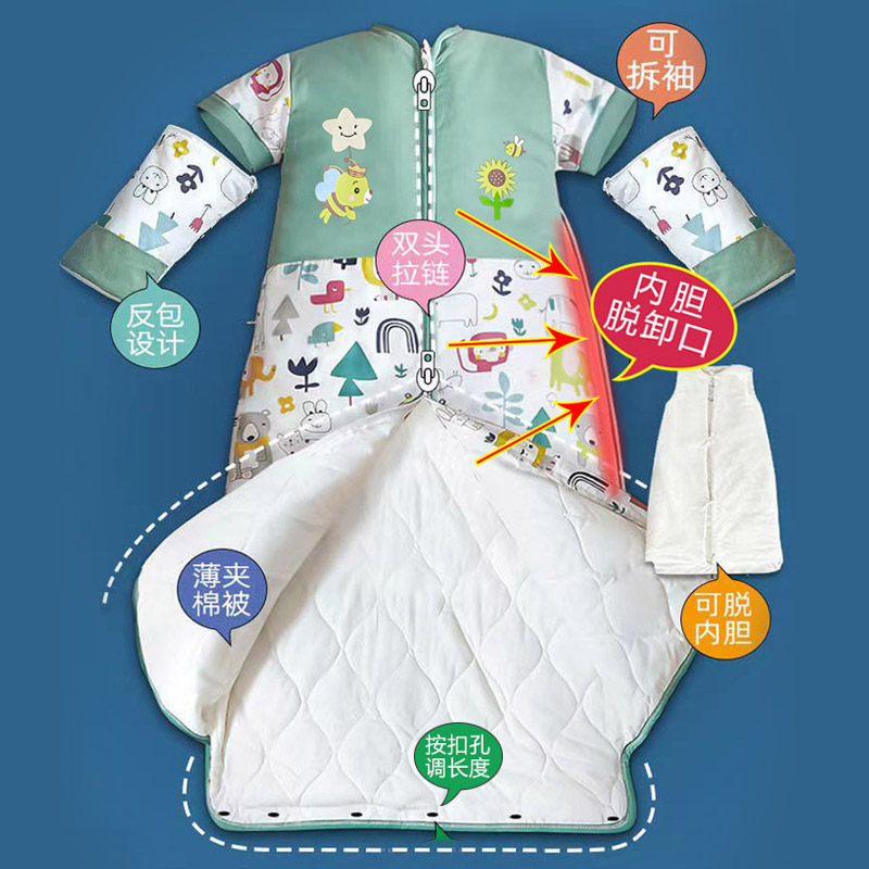 儿童睡袋春秋冬季秋冬款加厚恒温中大童宝宝防踢被子神器四季通用