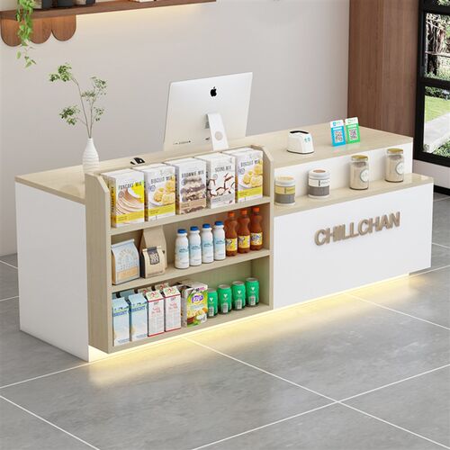 便利店前台收银台超市小型吧台桌奶茶店前置展示架咖啡店接待台