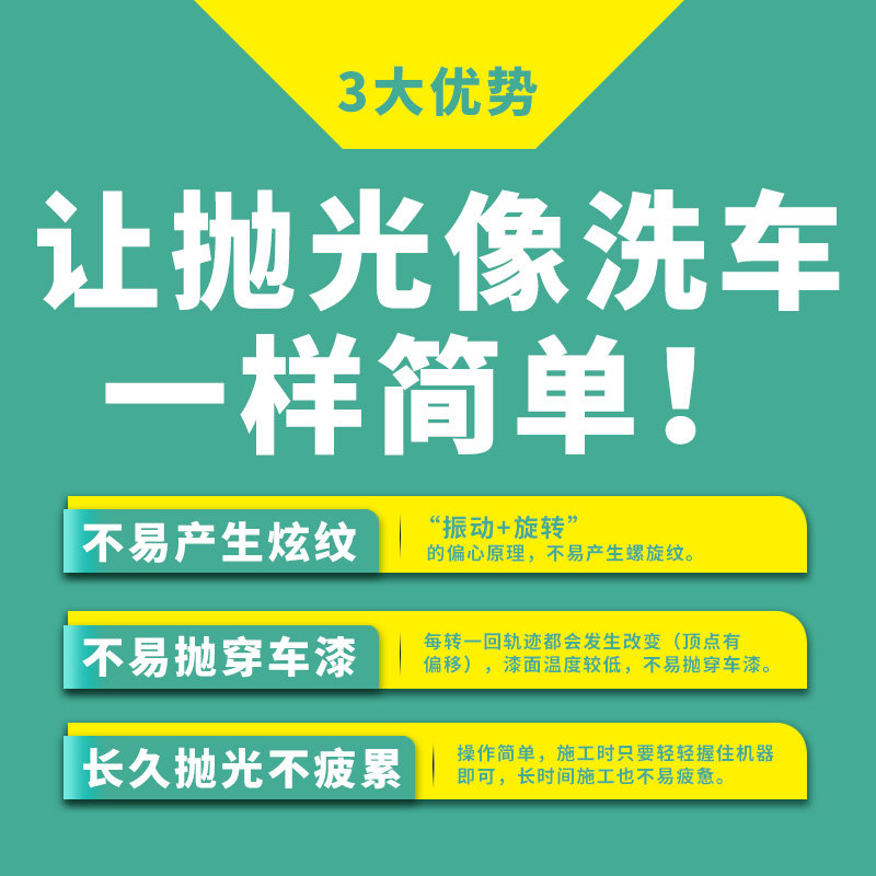吉士3寸小型振抛机电动抛光机偏心汽车美容打蜡修复划痕工具神器