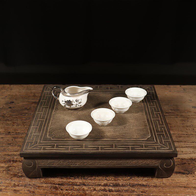 仿古石雕山西青石素面方桌茶桌中式茶几复古陈设茶席摆件收藏包邮