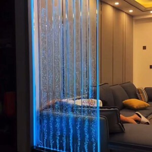 水幕屏风隔断墙变光流水墙气泡大型亚克力玄关鱼缸客厅水族箱定制