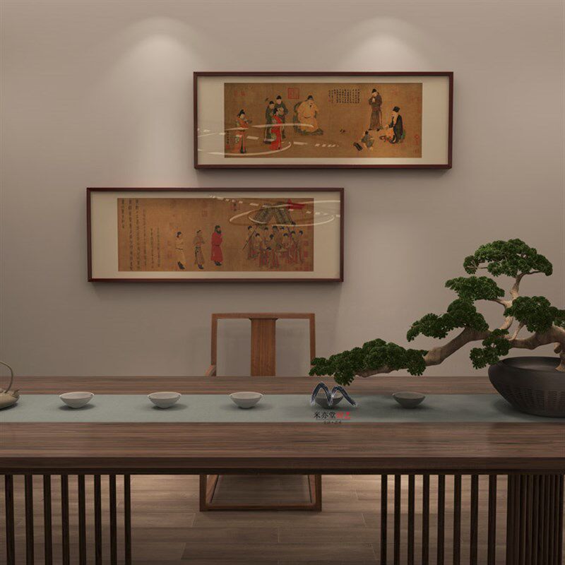 米亦堂x步辇图 新中式唐太宗人物国画领导办公室茶室玄关装饰挂画