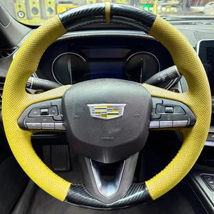 凯迪拉克XT4专用手缝方n向盘套XT5傲歌CT4锐歌CT5 XTS CTS GT4把