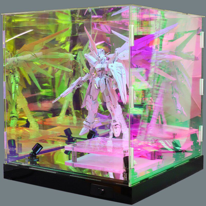 紫光灯展示架 镜面幻彩透明亚克力 玩具收纳盒手办防尘罩展示柜子