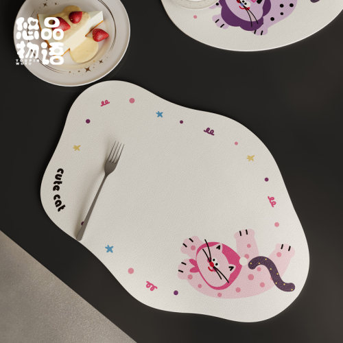波点猫隔热餐垫卡通可爱防烫隔热垫子防油防水桌垫咖啡杯垫鼠标垫