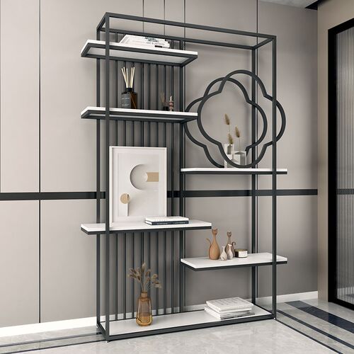 轻奢玄关置物架装饰客厅北欧落地办公室铁艺简约美容院隔断书架