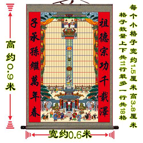 不褪色布供奉祖先老祖宗家谱挂画族谱轴老式家堂轴子宗谱祠堂神位