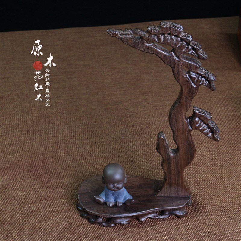 黑梓木实木挂玉架工艺品摆件小架子玉器佛珠手链挂架原木松树挂架
