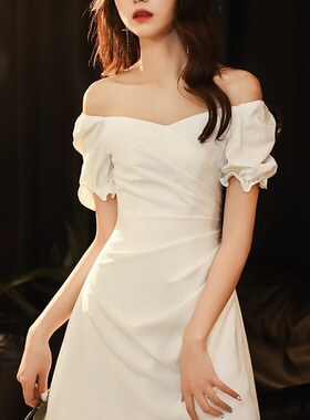 领证登记白色小晚礼服平时可穿小个子宴会气质法式订婚连衣裙夏季