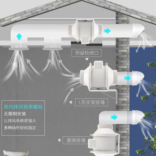 管道风机4寸6寸8寸换气扇厨房抽风机卫生间排气扇强力静音排烟机
