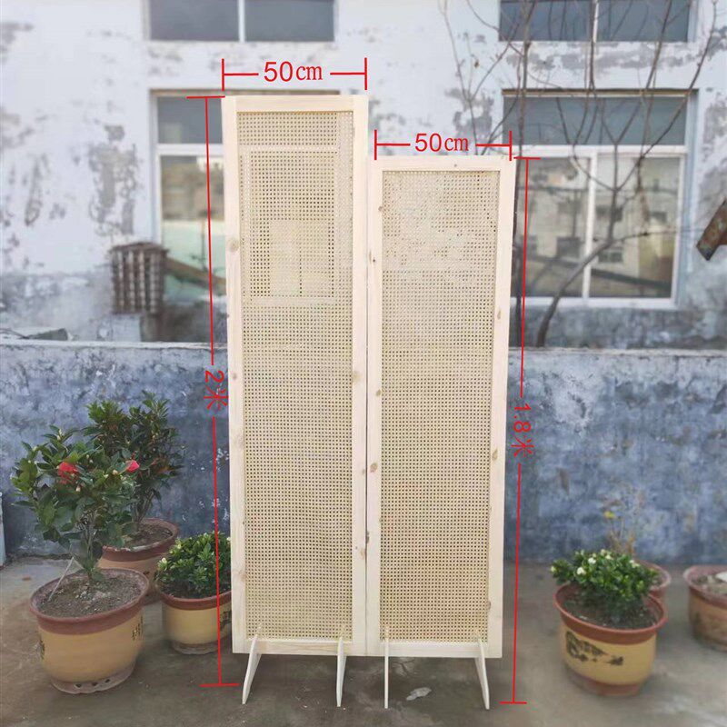 新款森系婚礼现场布置中式网格屏风婚庆用品订婚宴木制藤编道具