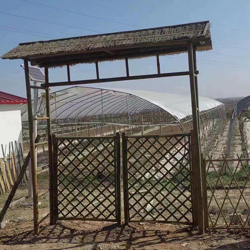 竹门楼竹子门头户外庭院大门院子门竹篱笆栅栏围栏竹子门