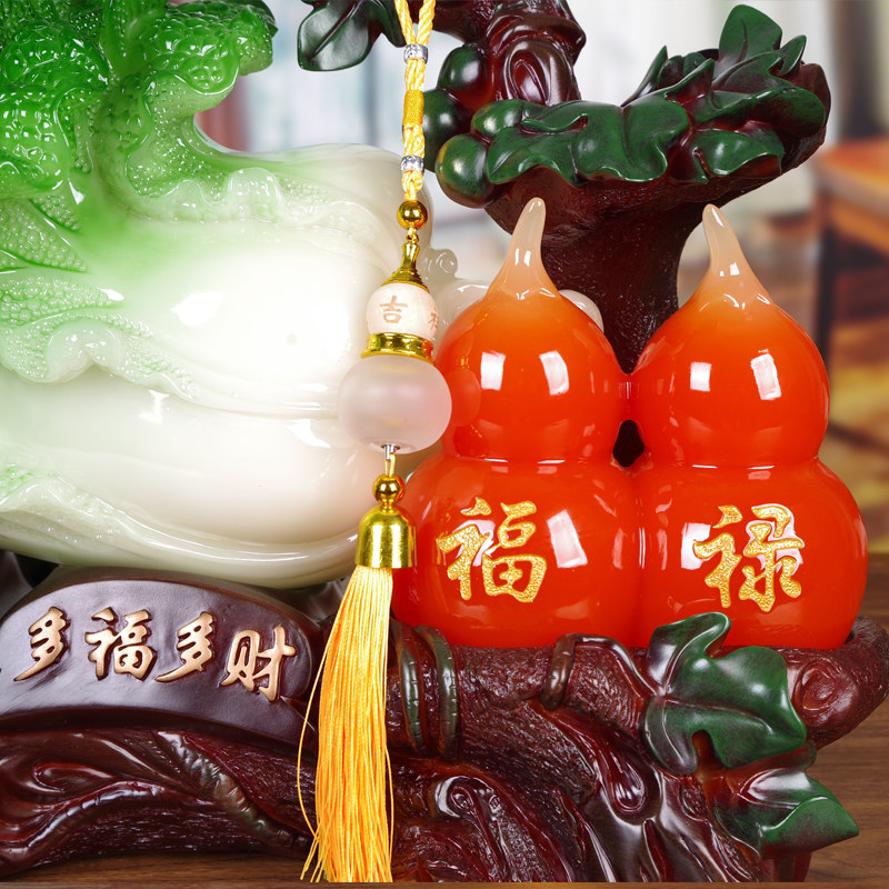 玉白菜摆件 招财开业实用创意礼品 收银台吧台前台装饰品葫芦摆设