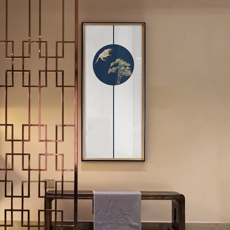 新中式花鸟入户玄关客厅背景墙装饰画酒店书房挂画禅意茶室壁画