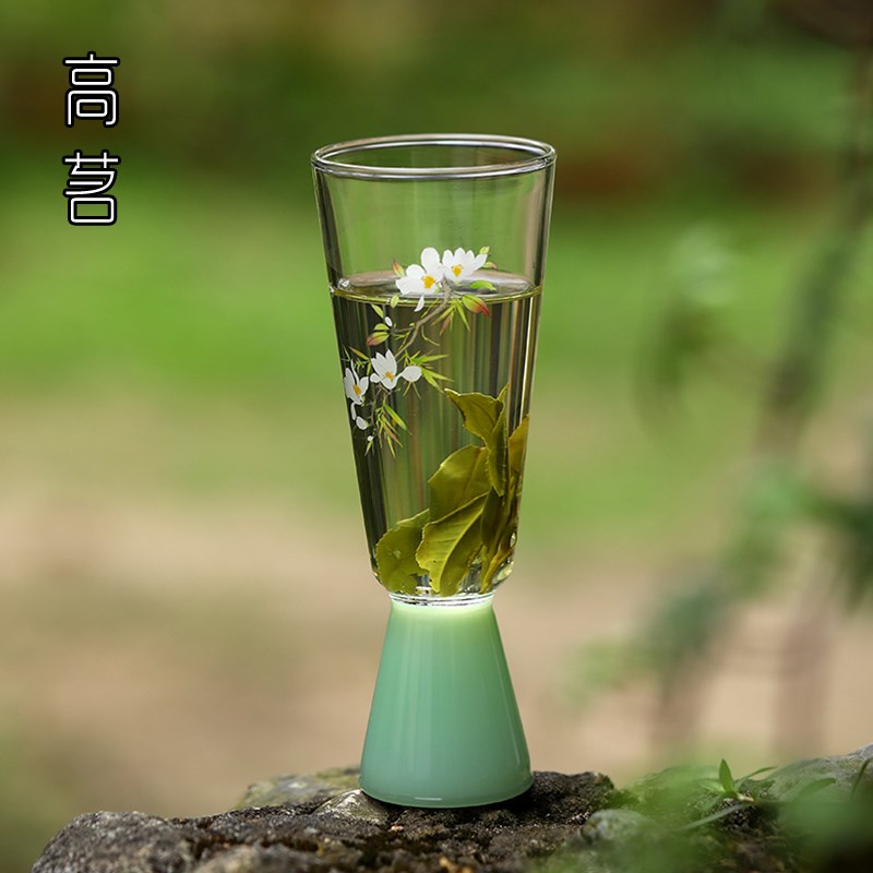 兰花玻璃茶杯主人杯个人绿茶专用高档女士单杯精致小杯子喝茶茶具图片
