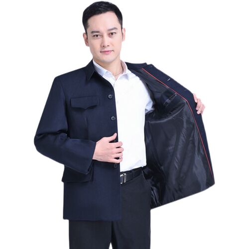 中山装男中老年人爸爸装中山服装秋冬装爷爷老人上衣服老式军便装