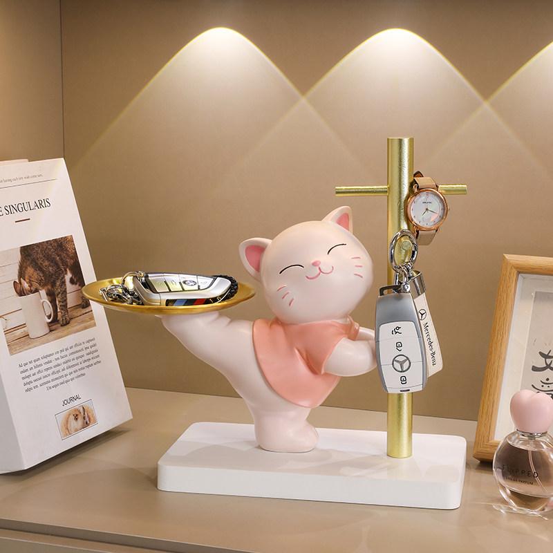 招财猫摆件入户钥匙玄关收纳客厅家居门口鞋柜装饰品乔迁新居礼品
