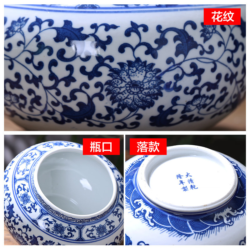 景德镇陶瓷器瓷罐子青花瓷密封储物罐带盖茶叶罐中药罐家用装饰品