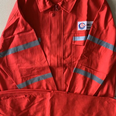 中海油工作服纯棉白色红色电焊焊工加厚防烫阻燃蓝色船厂工衣