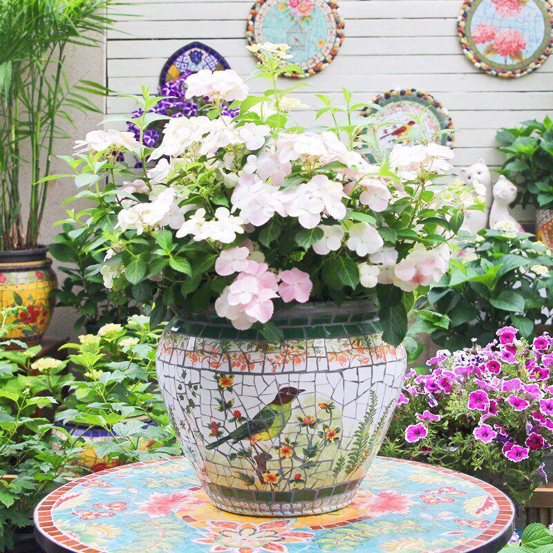 玫瑰小镇高端手工绿植花卉花盆 特色美式乡村欧式田园庭院装饰品