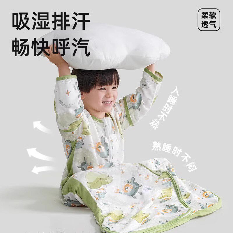新生婴儿睡袋春秋夏季薄款宝宝纱布空调房防踢被神器夏天四季通用