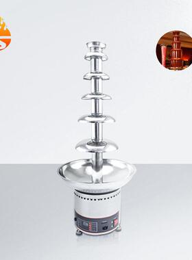 商用6层巧克力喷泉机DIY朱古力淋面酱水果串跨境数显巧克力瀑布机