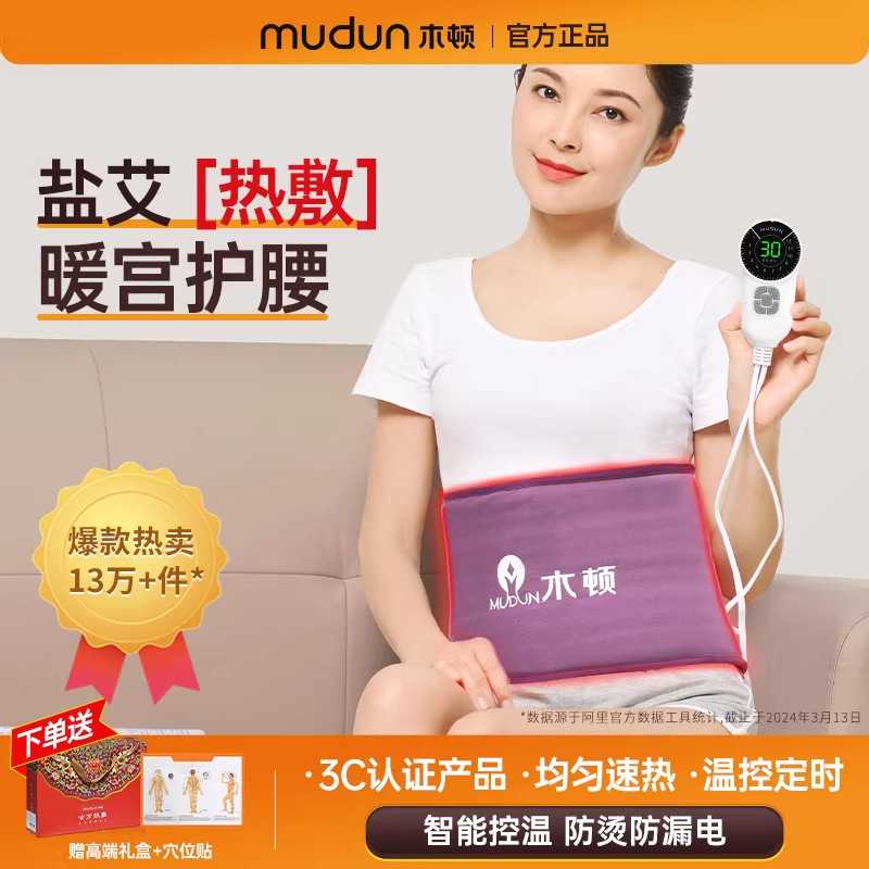 木顿 海盐热敷理疗电加热护腰绑带磁石艾绒热灸包肩颈腰部通用款