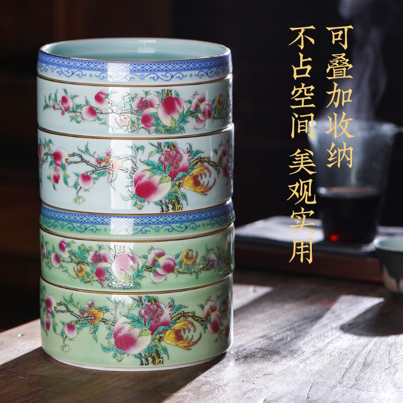 景德镇陶瓷创意仿古果盒干果盒点心盒国潮风家用食盒糕点盒茶点盘