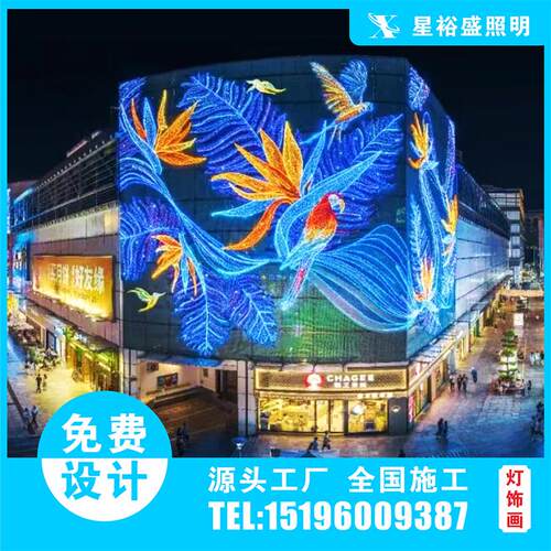 灯饰画玻璃幕墙灯饰画商场圣诞节日春节商场灯饰画定制天幕LED装