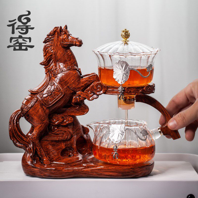 得窑 马上有钱自动茶具 玻璃懒人功夫套装家用办公室会客创意茶具