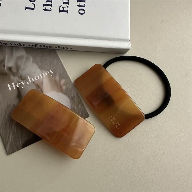 高级感短发半扎发发夹高端低马尾弹簧夹短烫发发卡头绳后脑勺头饰图片